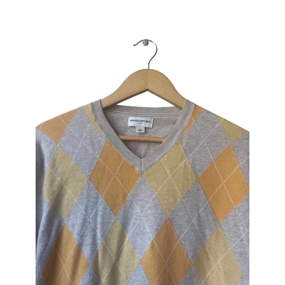 Banana Republic Mens Argyle Sweater Size‎ S Preppy Academia Old Money Heritage